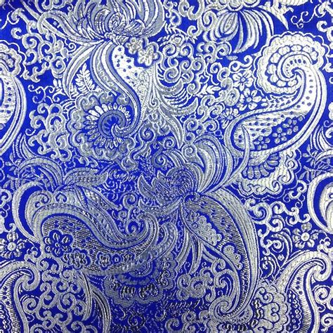 brocade fabric-silver metallic paisley|Vintage Fabric .